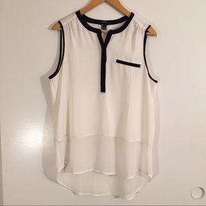 CREAM & BLACK SEMI SHEER BLOUSE