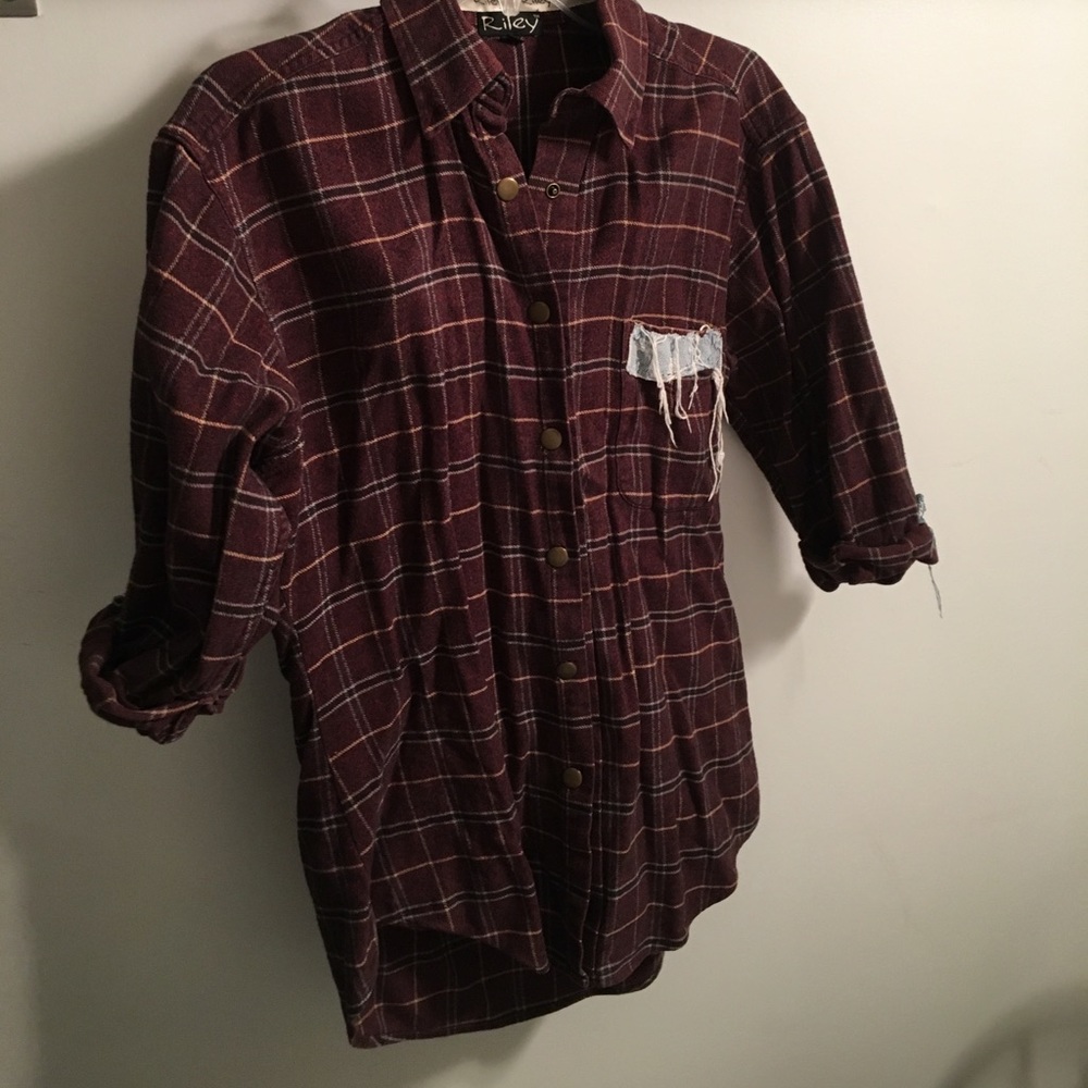 Riley flannel plaid button down 3/4 sleeves!