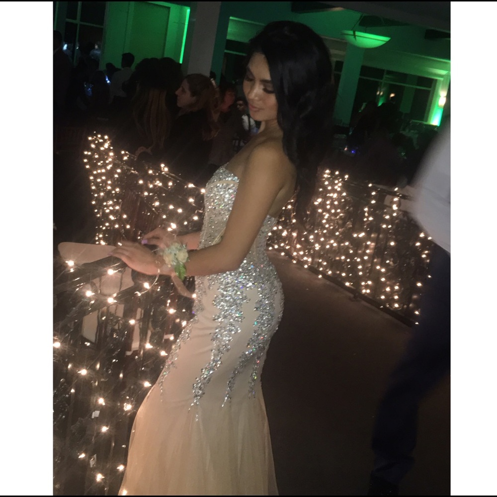 Jovani Nude Champagne Mermaid Dress