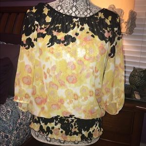 Guess Yellow Sheer Blouse