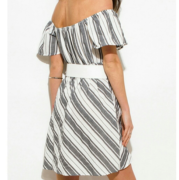 NAUTICAL OFF SHOULDER DRESS - Picture 2 of 4