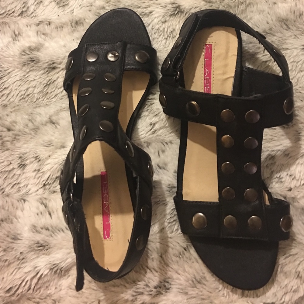 NWOT C.Label Black Sandal w/ silver studs Size 8.5
