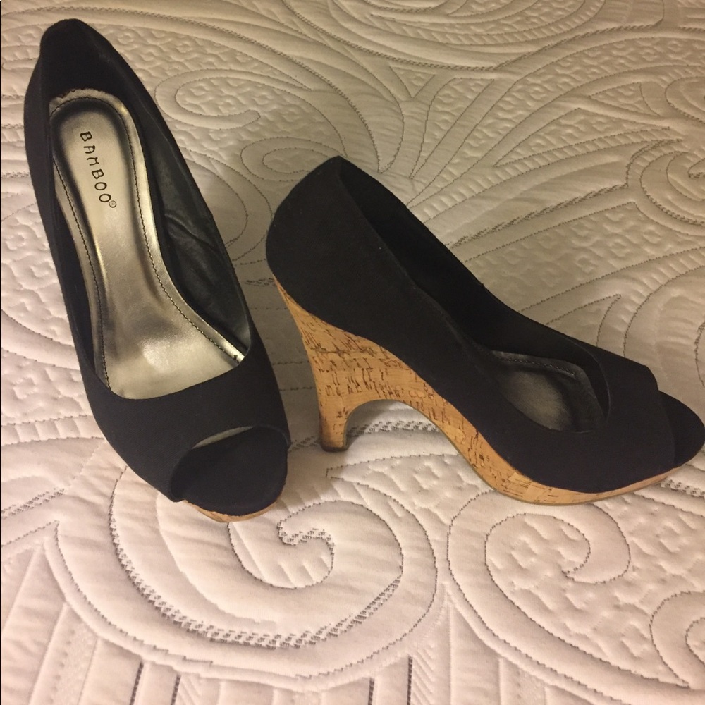 Black peep toe heels