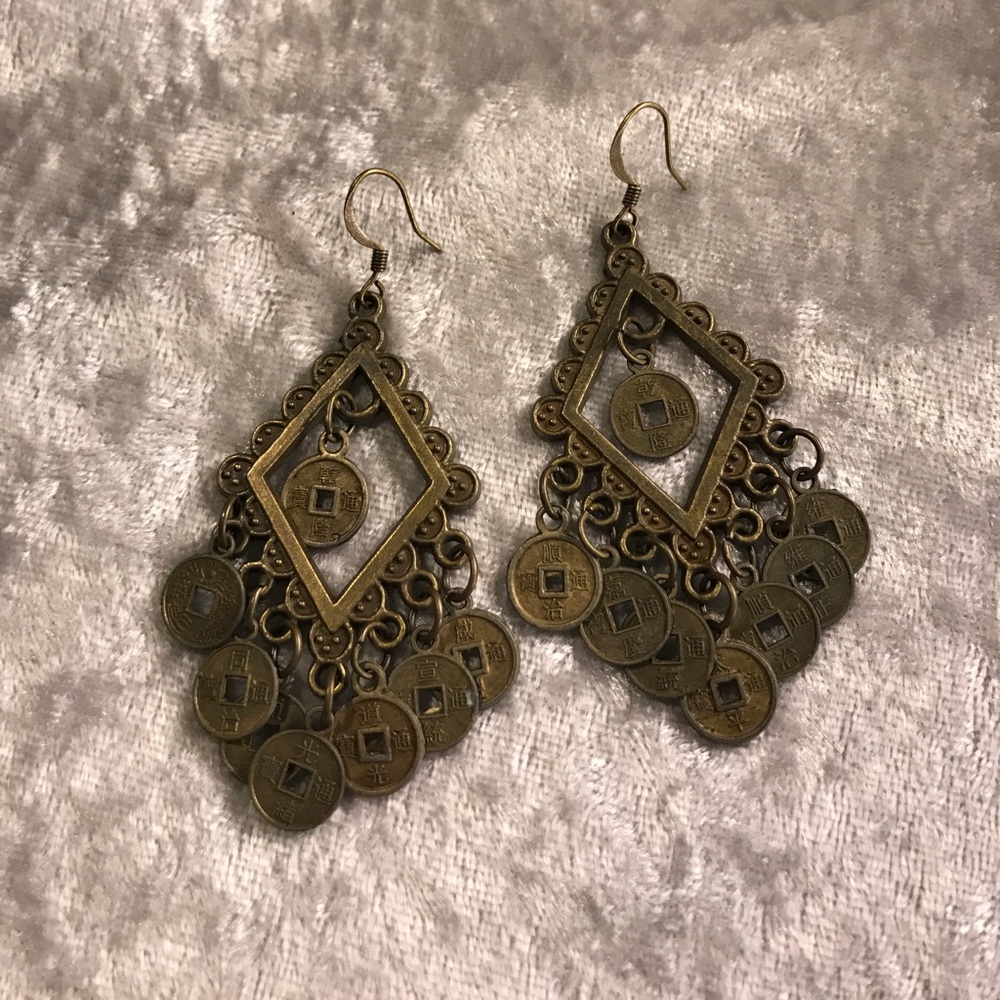 Antique gold chandelier earrings