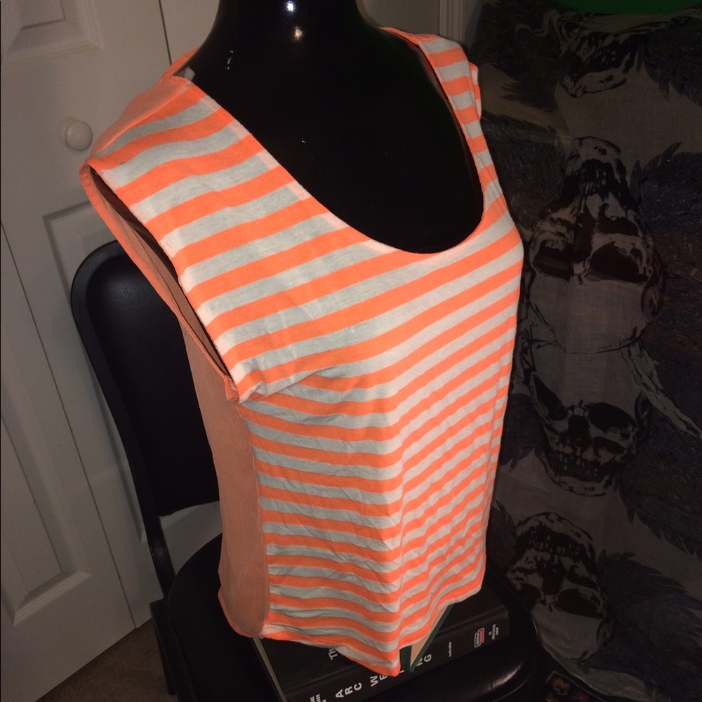 Safety Orange and whit stripe top