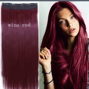 Red clip in hair extensions 16 inches