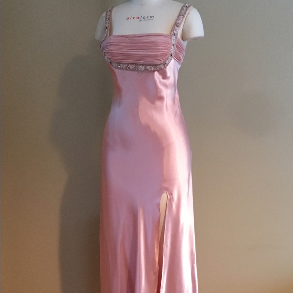 Pink Prom Dress With Leg Slit