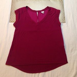 Raspberry colored cotton and Gauzey Blouse