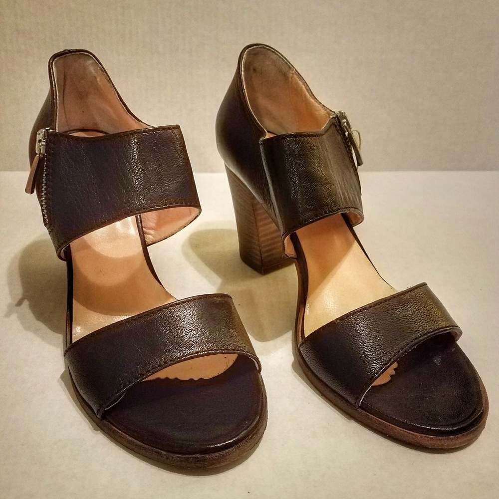 Italian leather block heels