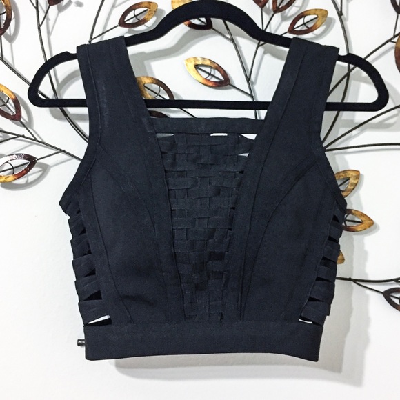 Tops - [WOW Couture] Basket Weave Bandage Crop Top