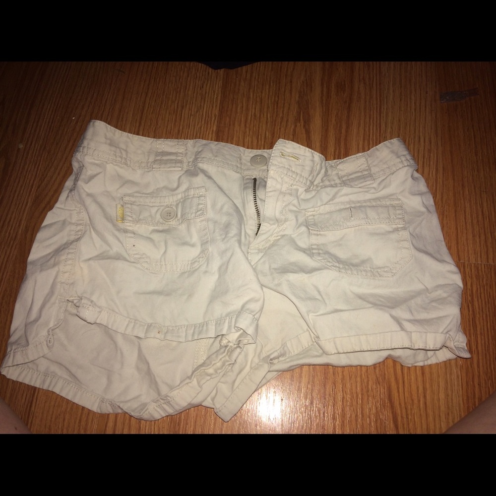 Women's tan dress shorts.