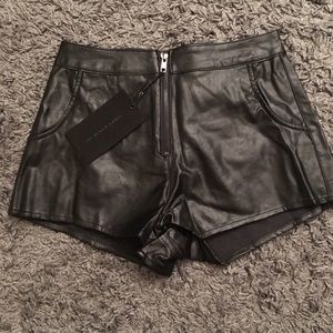Faux Leather High-Waisted Shorts