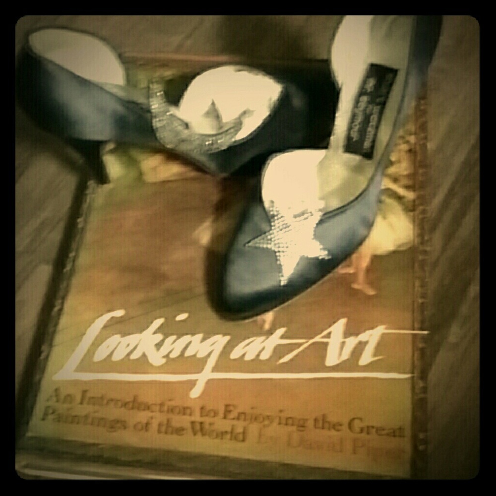 Navy Blue, Vintage satin evening shoe