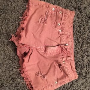 High-waisted denim shorts