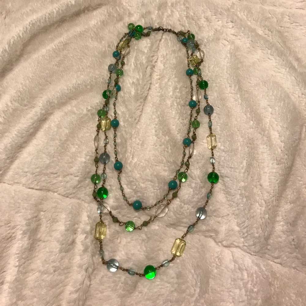 Green and blue layered necklace