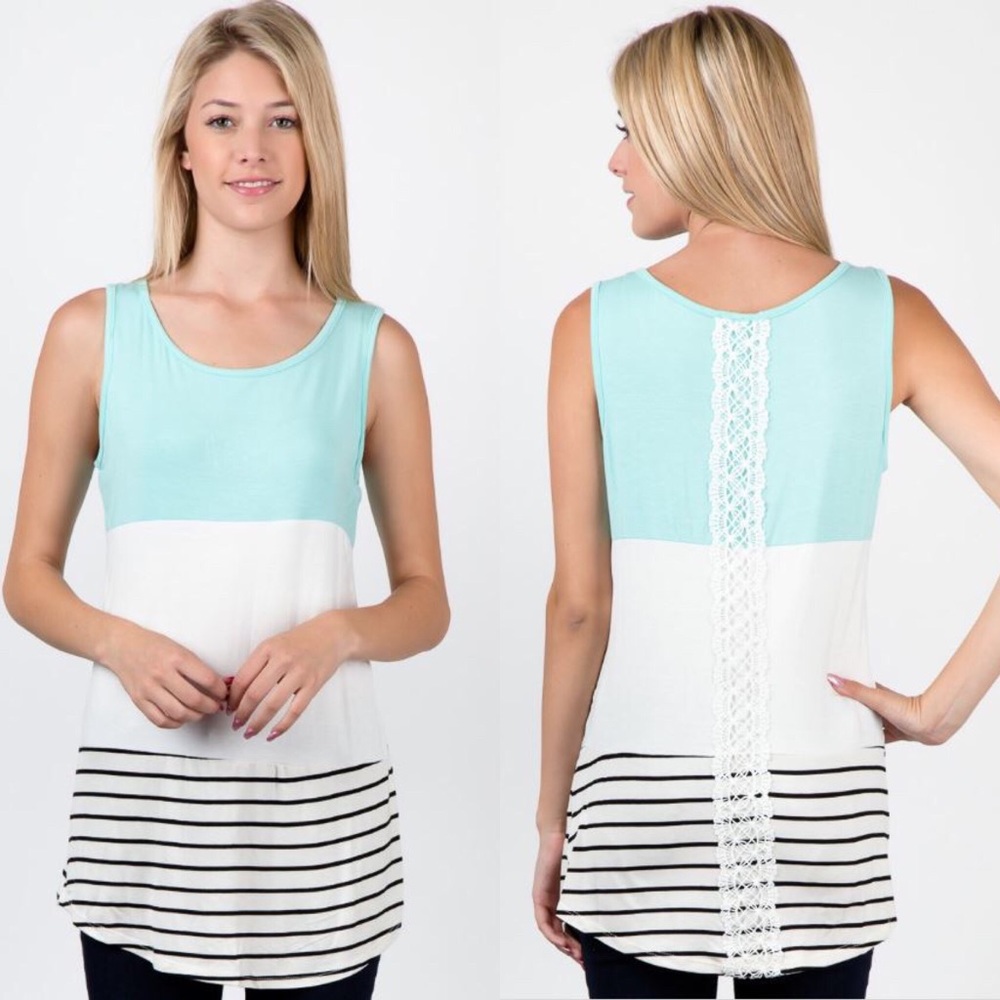 Mint Stripped Sleeveless Top