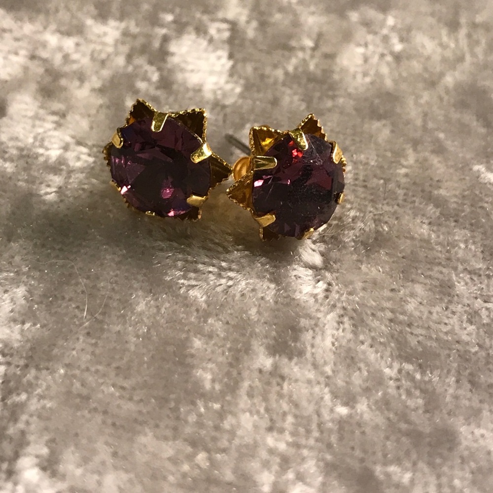 Purple and gold stud earrings