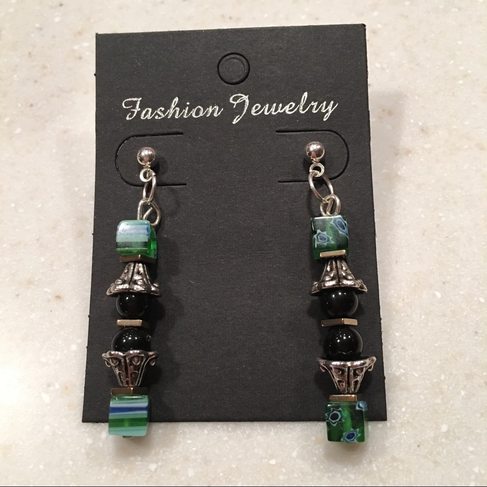 Lampwork Dangle Earrings with Post - Picture 4 of 10