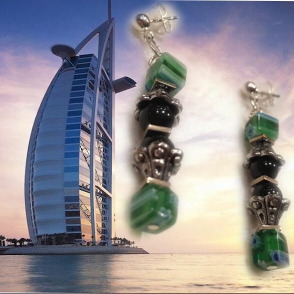 Lampwork Dangle Earrings with Post - Picture 8 of 10