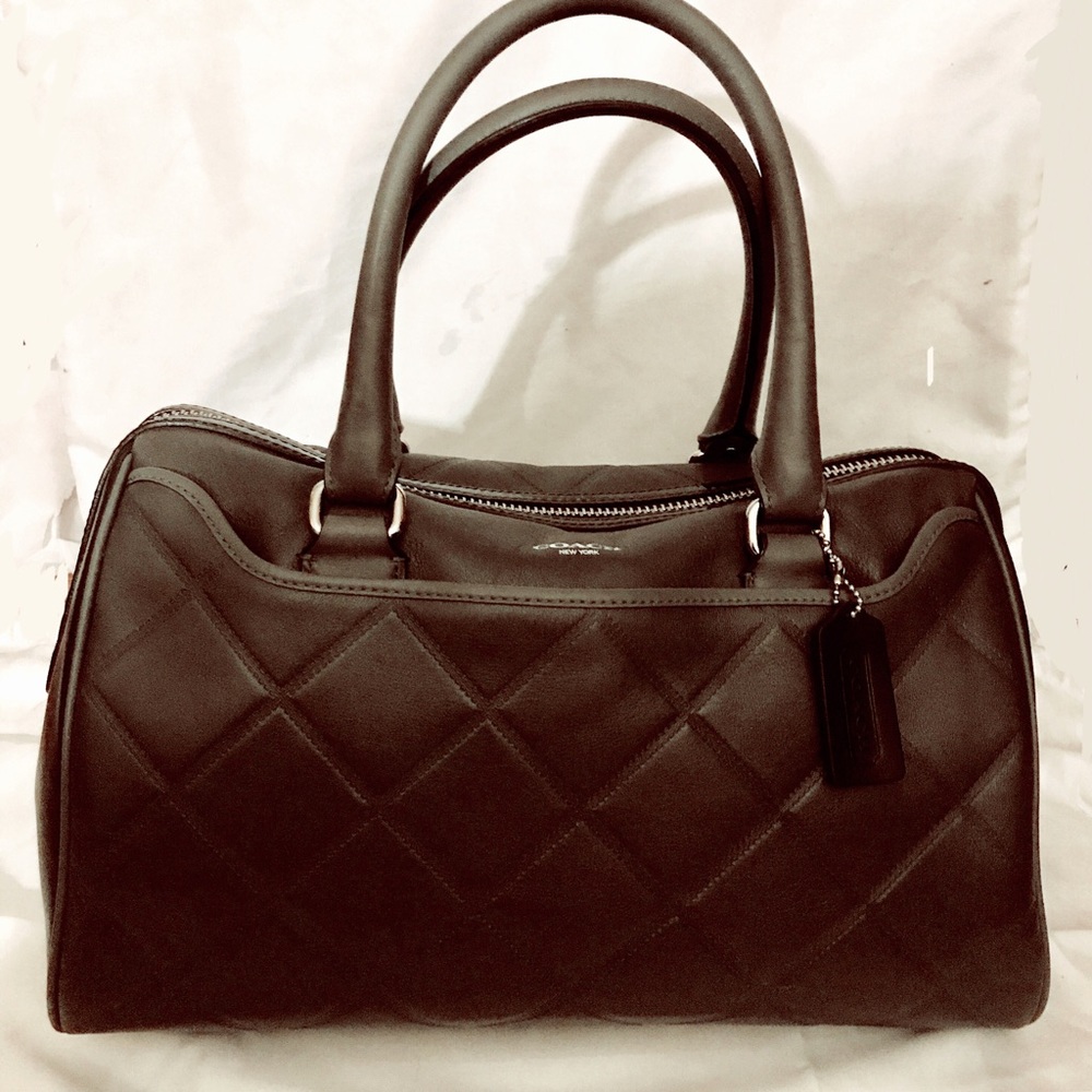 Gray Quilted Coach Satchel Purse