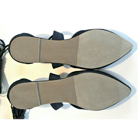 ♡ JustFab ♡ Missty lace up denim flats - Picture 4 of 4