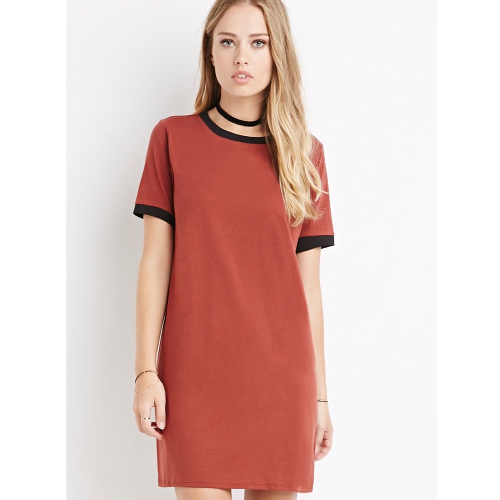 Brown/Orangish Ringer Tee Dress