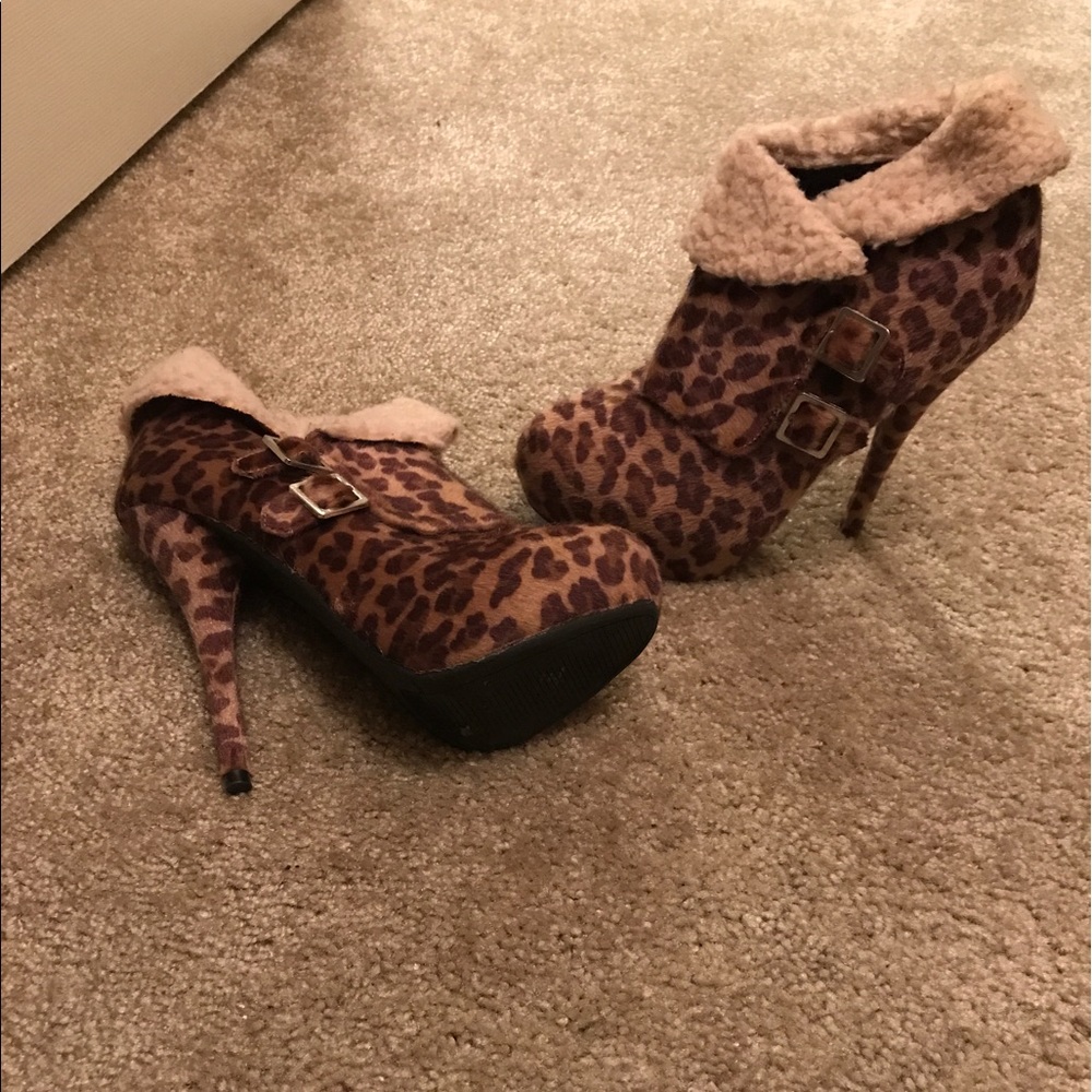 Leopard print boot heels