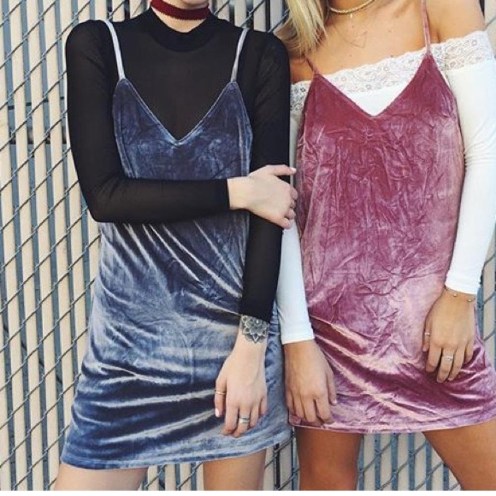LF stores Seek gray blue velvet dress new size S