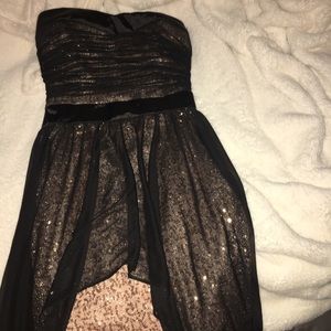 Black Sequin High Low Dress