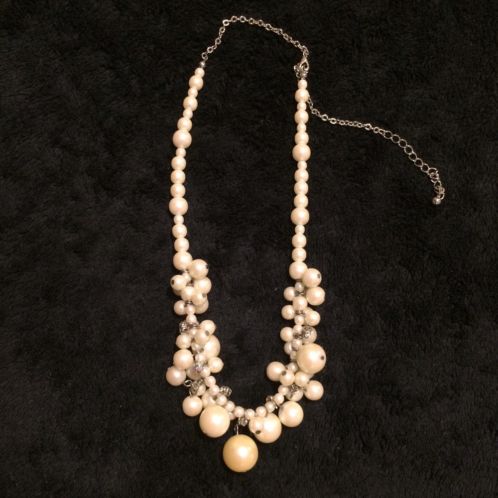 Pearl and silver statement necklace