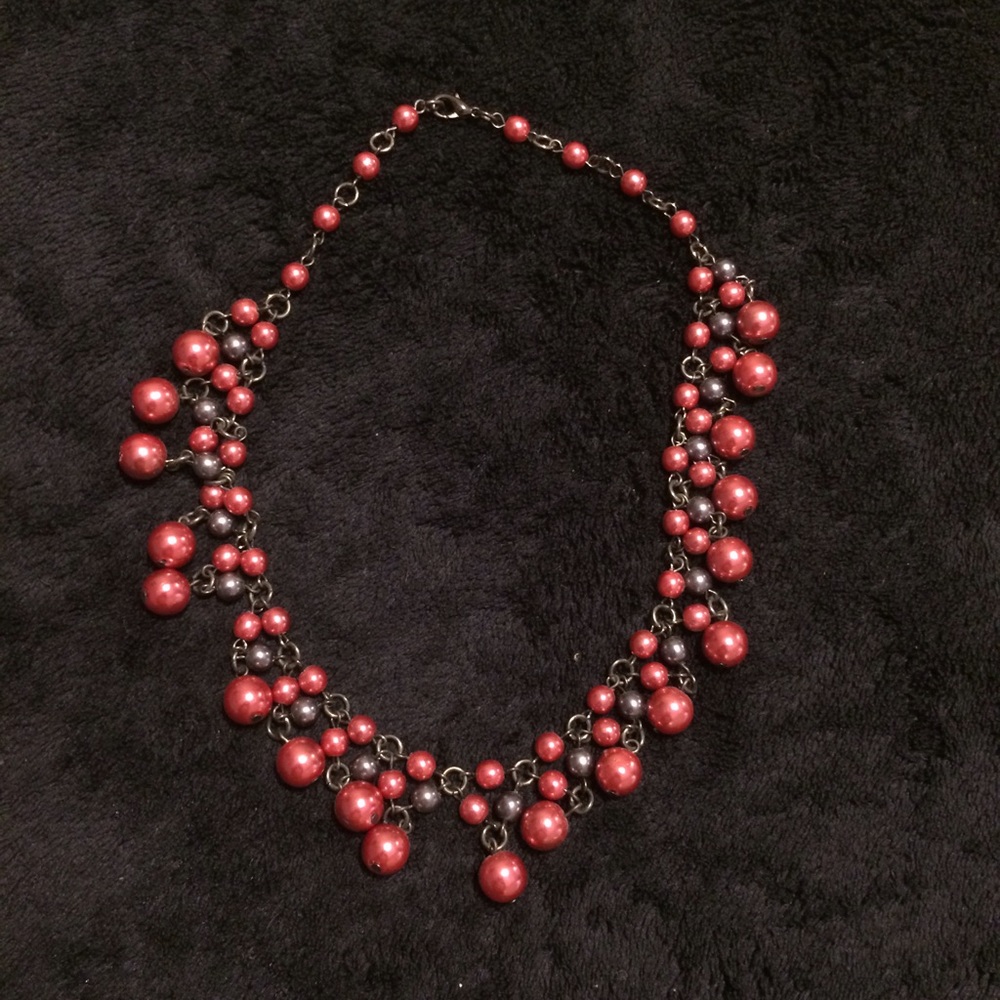 Maroon statement necklace