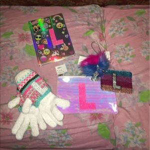 Justice "L" key chains, coin purse, etc.