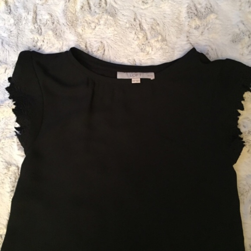 Loft black embroidered lace top