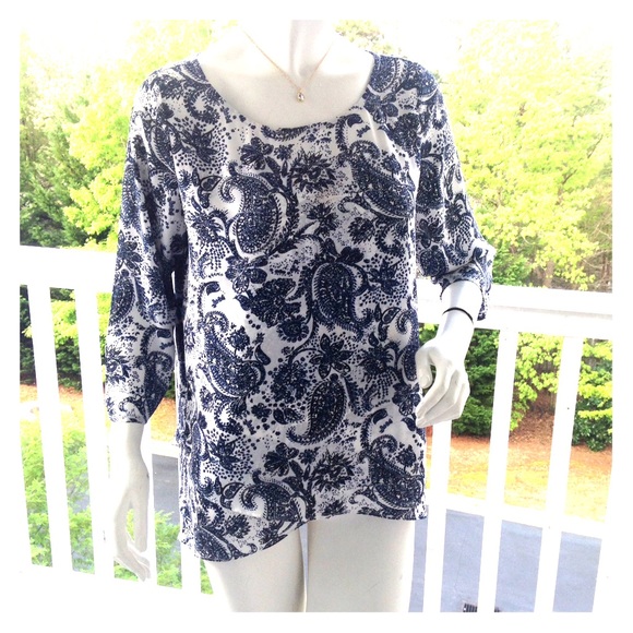 The Limited Tops - The Limited blue and white tunic.