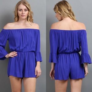 Navy Off shoulder Romper