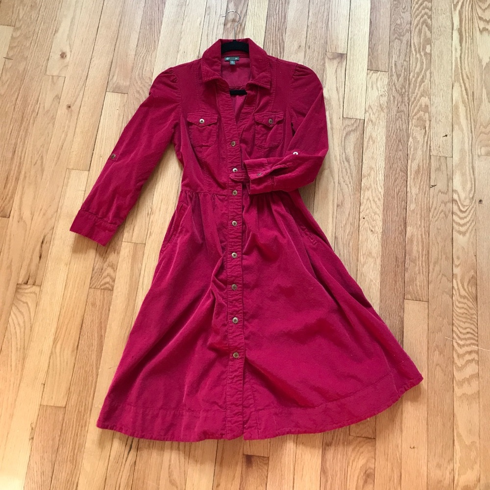 ANTHRO:  corduroy red dress