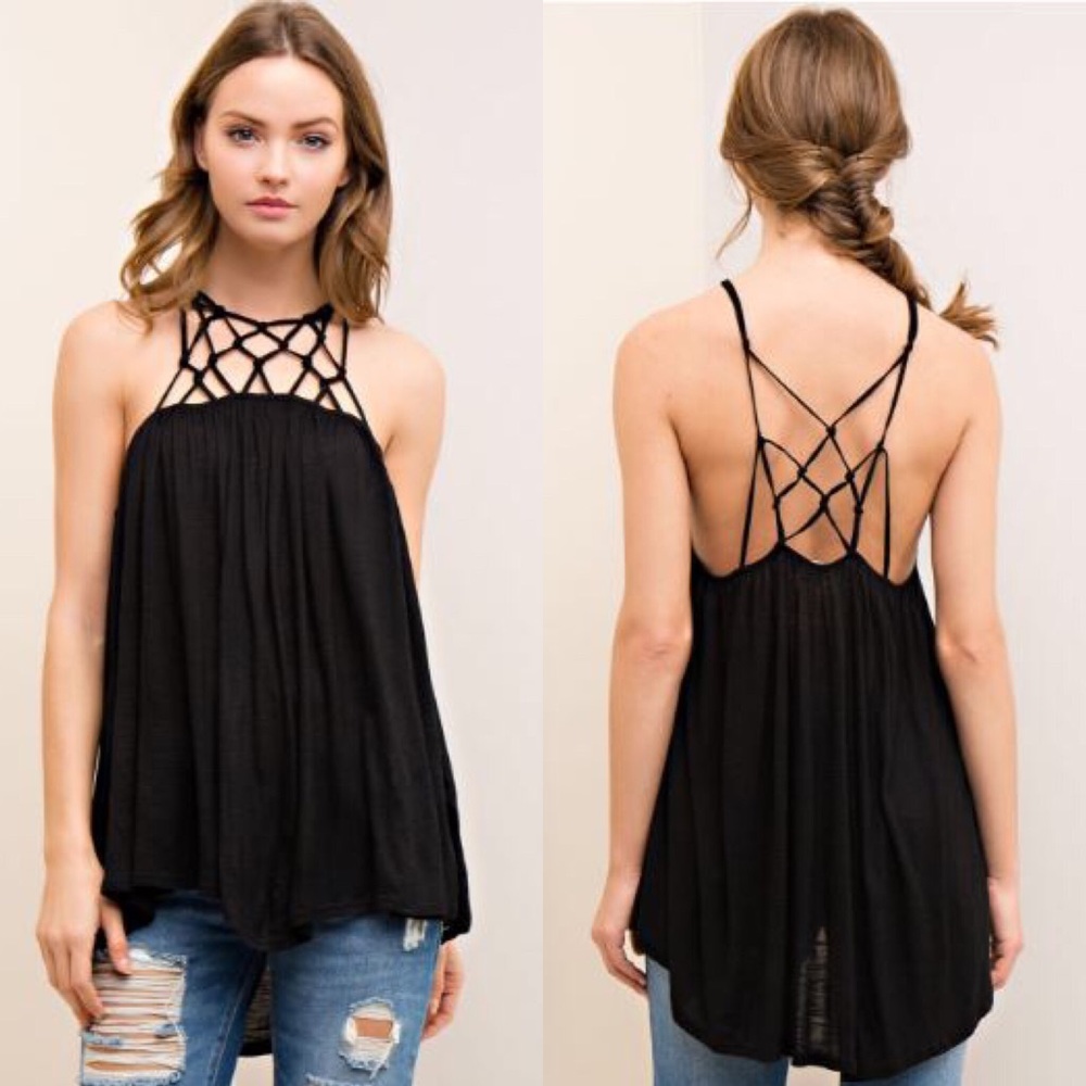 Black High low tank top