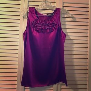 Purple silk sleeveless blouse Limited Luxe new