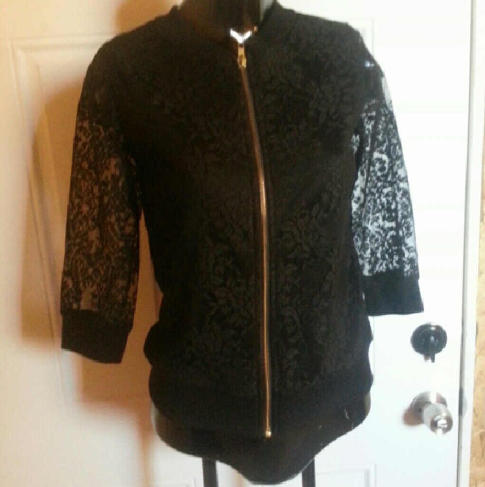 Black lace zipup