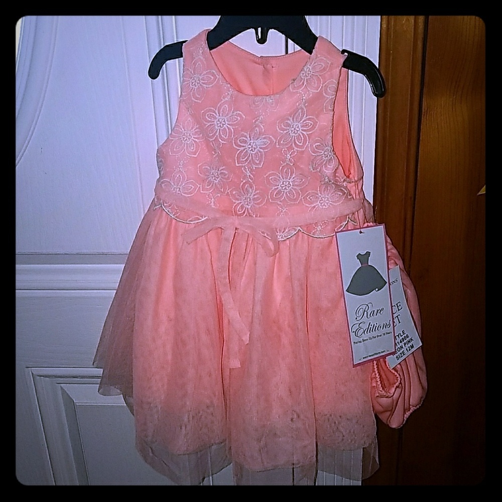 Rare Editions Lace Dress Set Size 12 Month 2 Piece Set