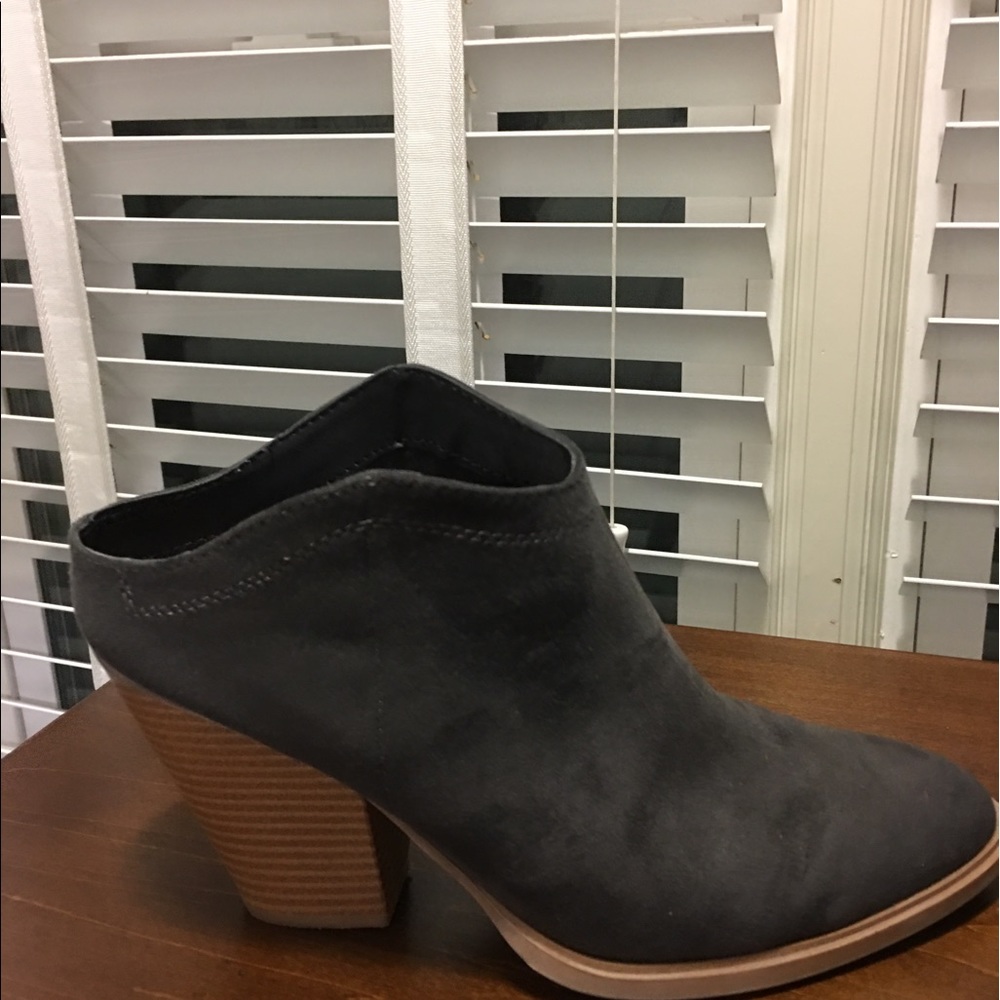 Charcoal grey backless mules