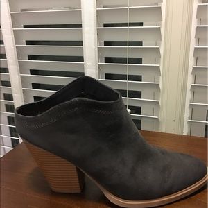 Charcoal grey backless mules
