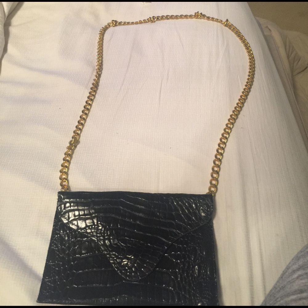 Black python leather small bag