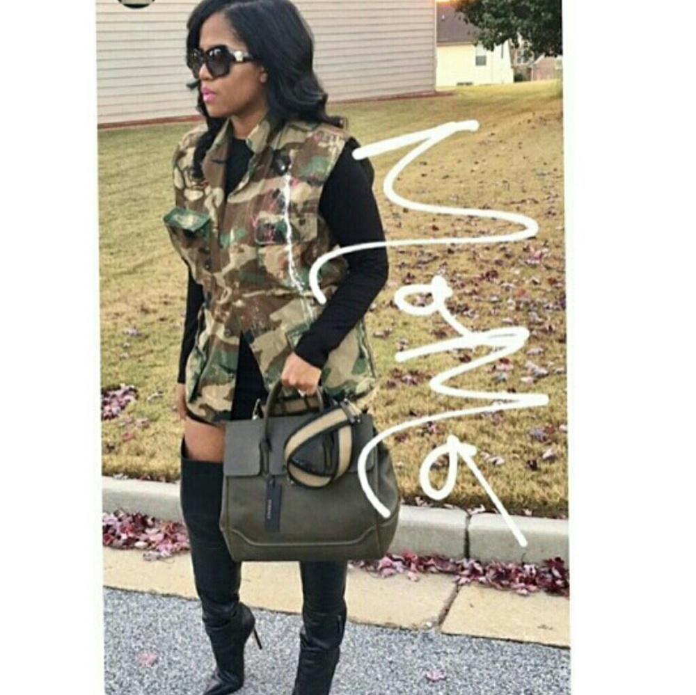 Customer rocking her custom camo vest