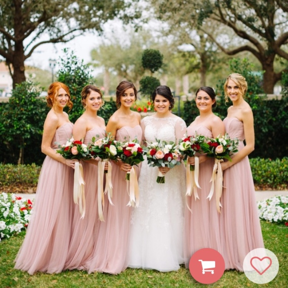 Monique Lhuillier strapless bridesmaid gown