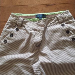 Boden brown and white striped pants.