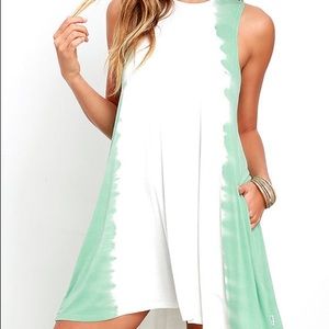 RVCA SUCKER PUNCHED SAGE GREEN TIE-DYE SWING DRESS