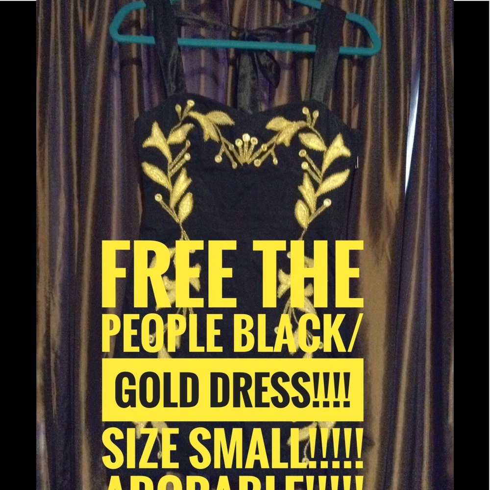 FREE THE PEOPLE BLACK/GOLD DRESS!!SIZE S.ADORABLE!