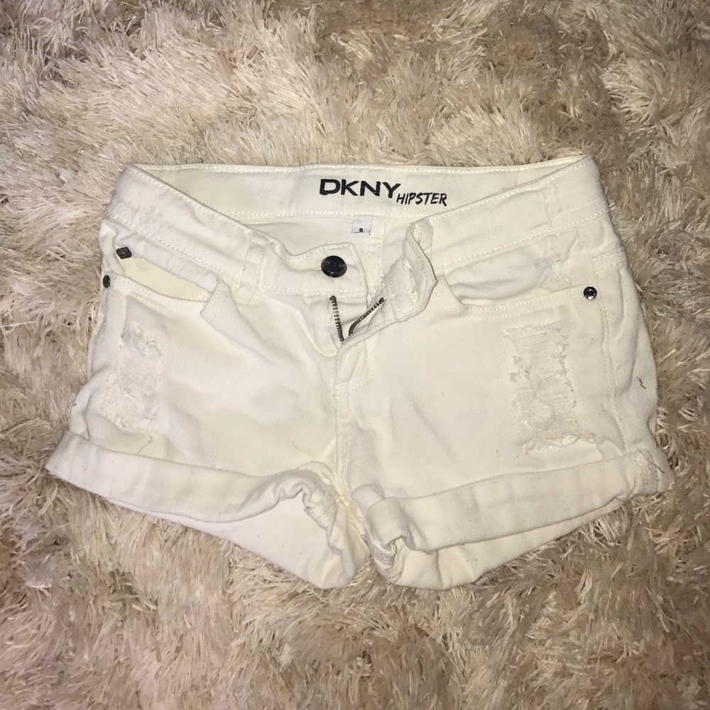 White distressed girls jean shorts. OBO