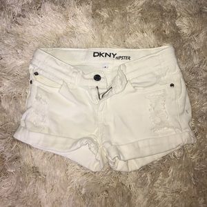 White distressed girls jean shorts. OBO
